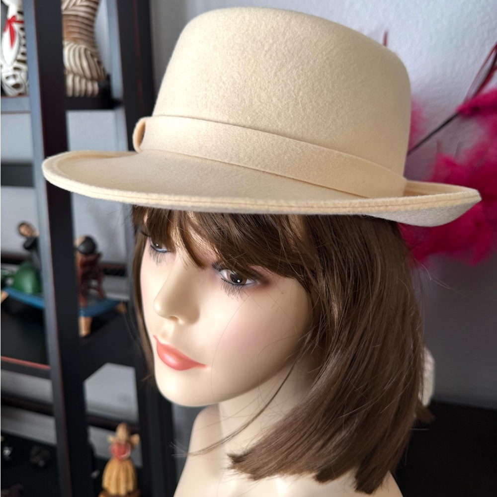 Saks 5th Avenue Cream Wool Fedora - Picture 7 of 11